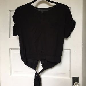 Basic black linen top